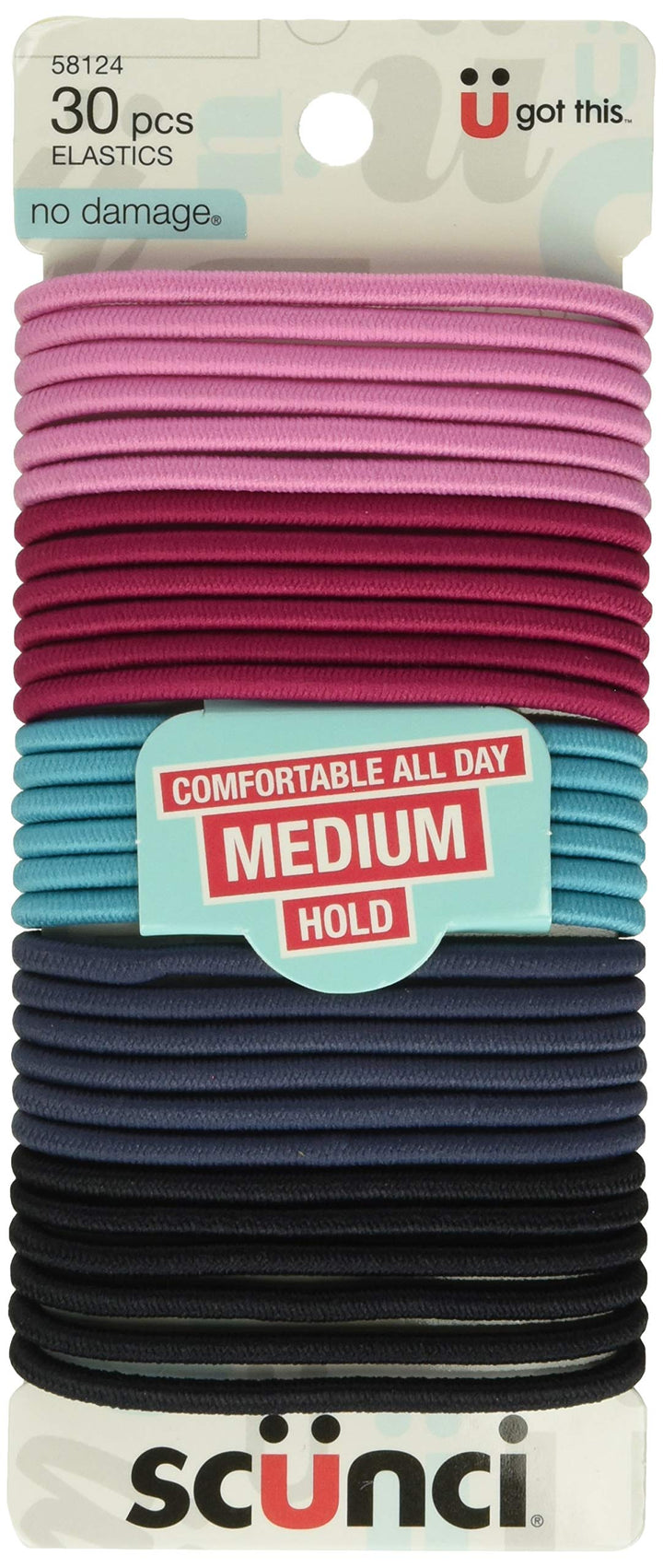 Scunci Effortless Beauty Large No-damage Pastel Elastics, 30-Count (Colors May Vary) by Scunci