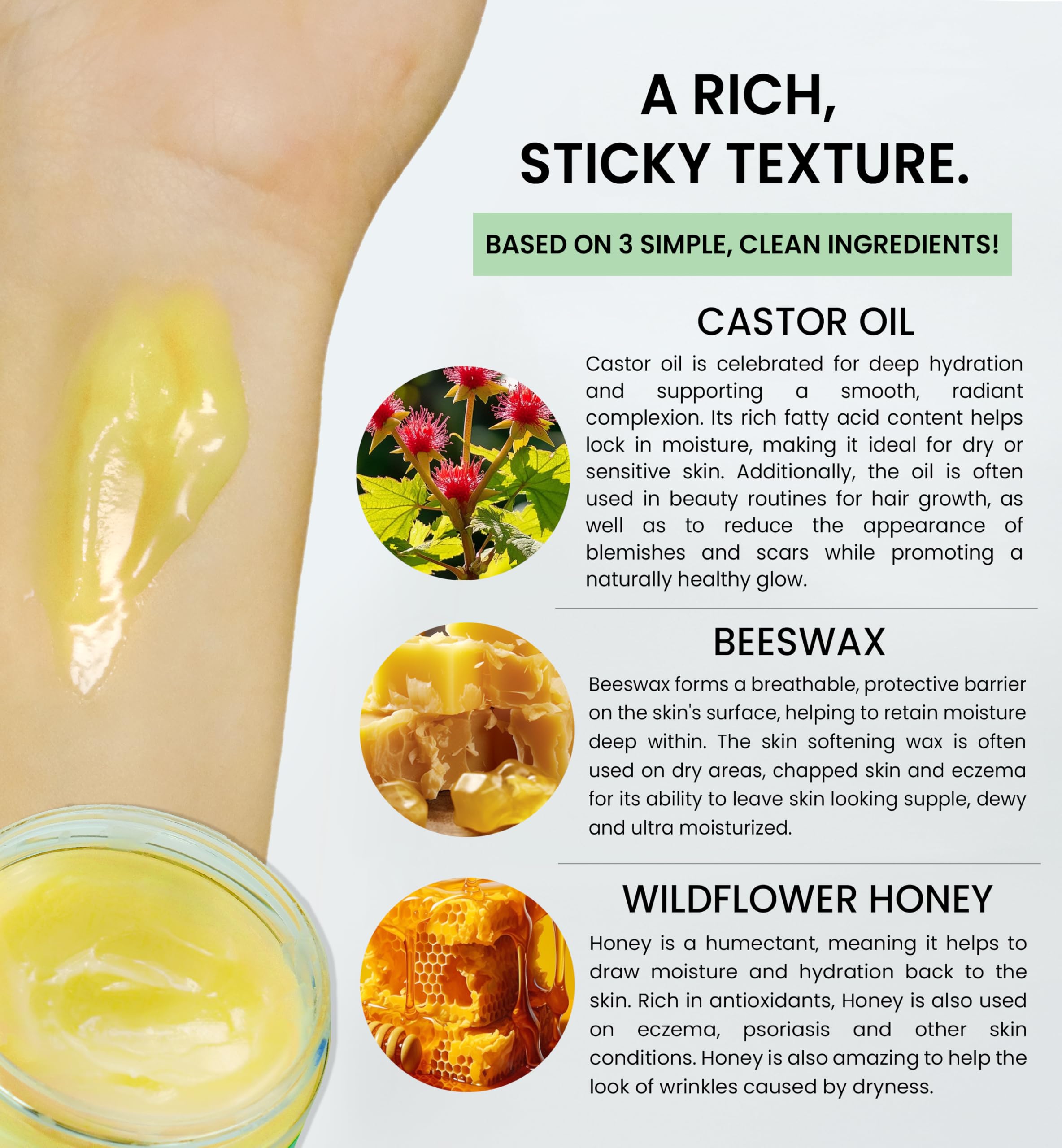 Beesaluxe Luxalene - a 100% Natural, Rich & Hypoallergenic Alternative to Petroleum Jelly with Castor Oil - Lips, Hands, Baby, Makeup Remover and More (2 oz)