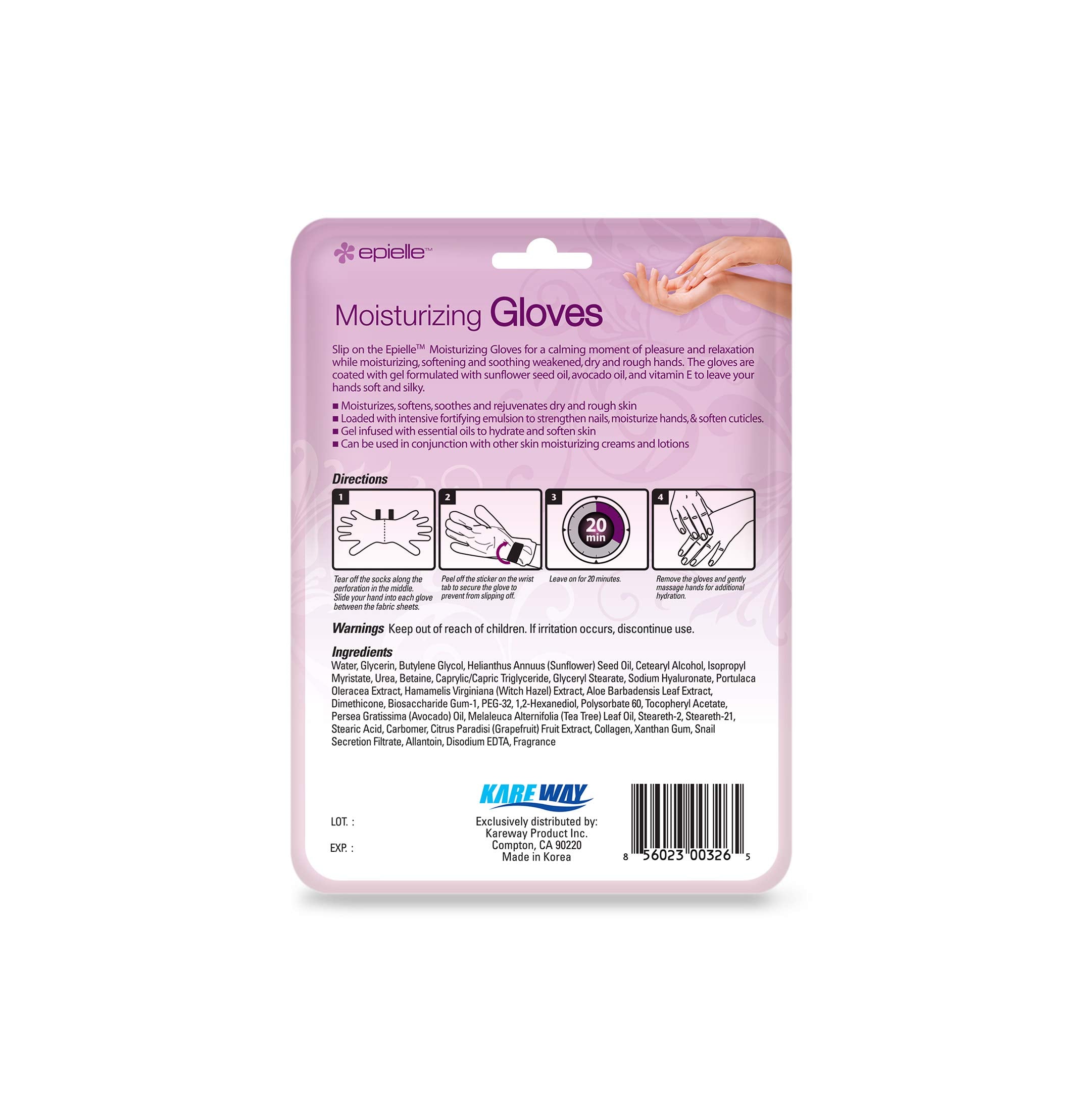 Moisturizing Glove-6Pk: Epielle Moisturizing Gloves Sunflower Seed Oil + Avocado Oil + Vitamin E (6 Pack)