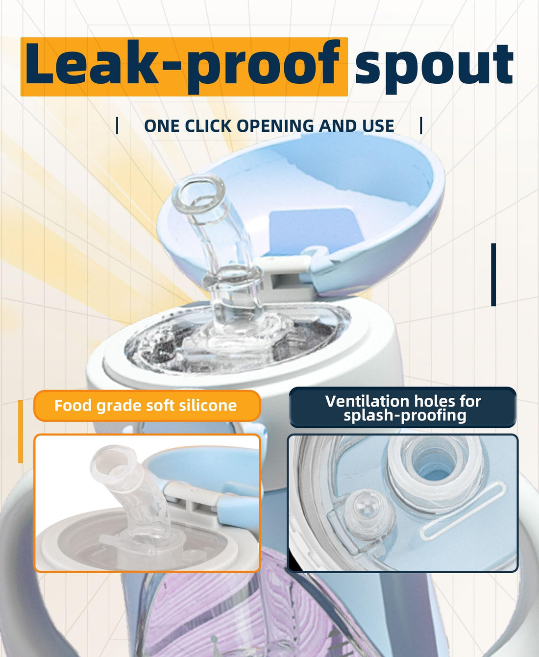 Bunnytoo Baby Sippy Cup with Weighted Straw for Infants 6-12 Months, 8oz Toddler Drinking with Handles, BPA-Free, Transition Trainer for 1+ Year Old (Blue)