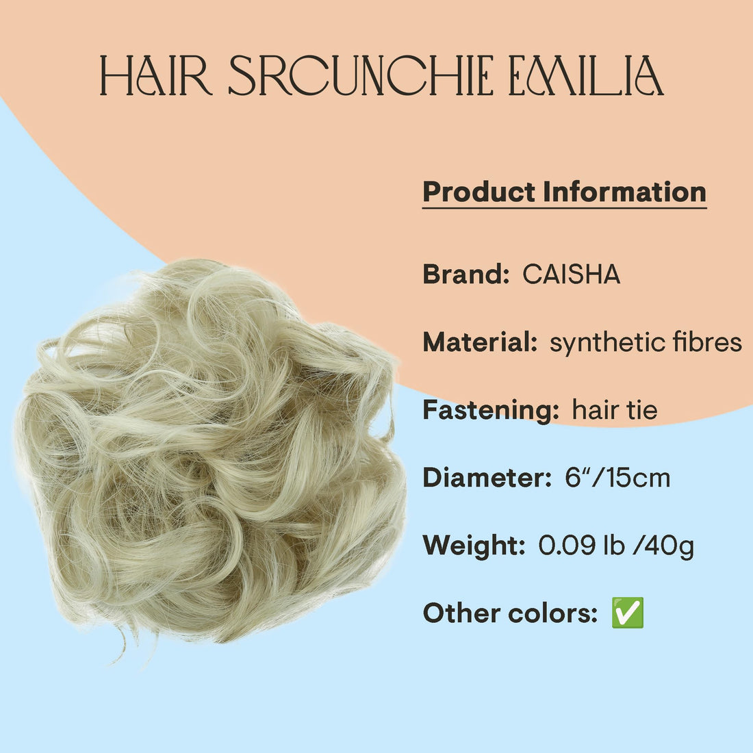 Light blond G8E_25T613 : PRETTYSHOP Hairpiece Hair Rubber Scrunchie Scrunchy Updos VOLUMINOUS Curly Messy Bun Light blond G8E_25T613