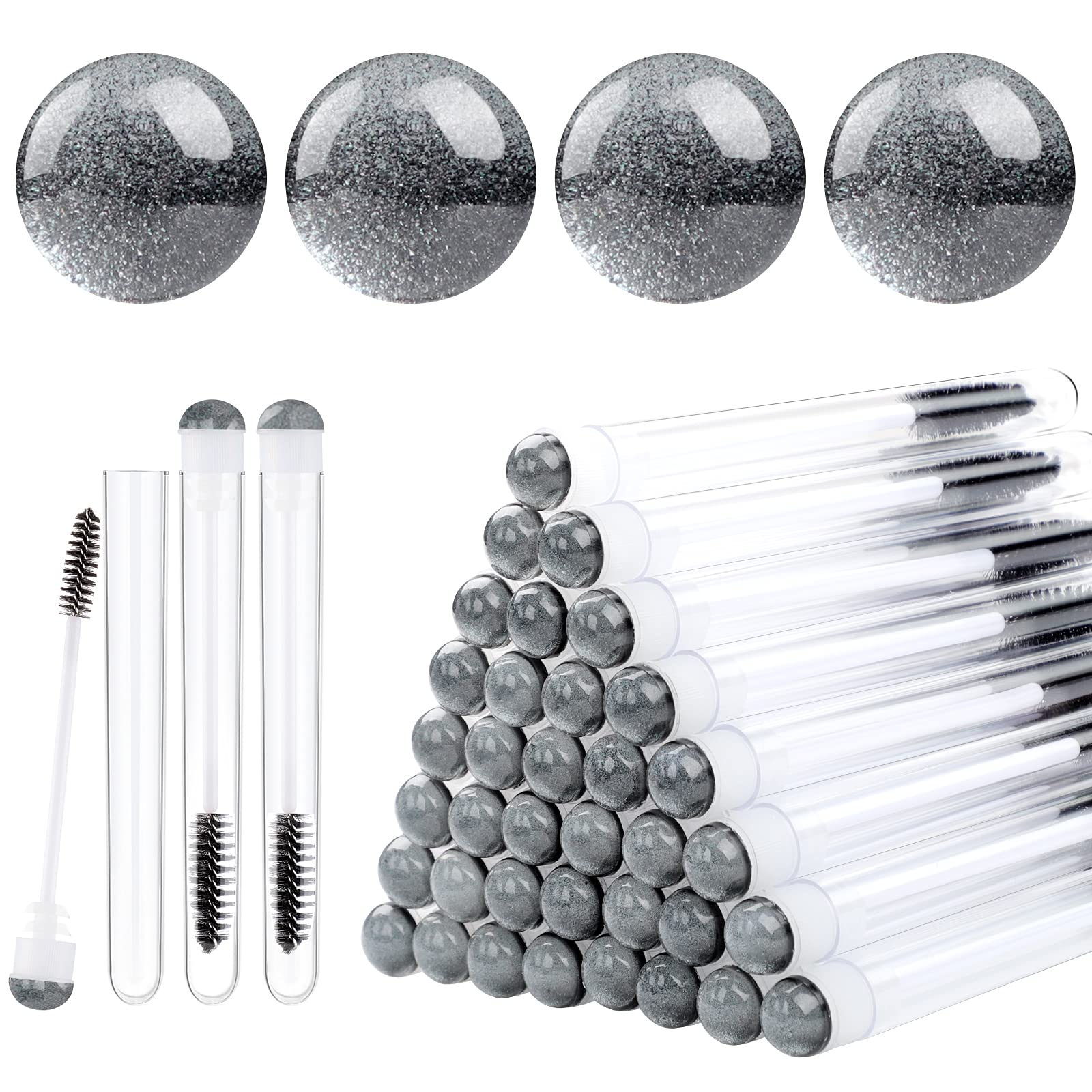 Dming 50pcs Eyelash brush Lash Wand Makeup tool Eyelash Extension supplies Cleaning brush Diamond Mascara brush sky black