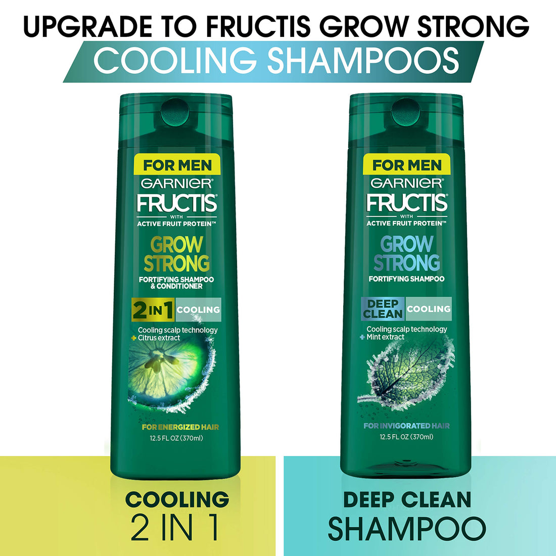 Garnier Hair Care Fructis Grow Strong Cooling Deep Clean Shampoo for Men for Invigorated Hair, 12.5 Fl Oz