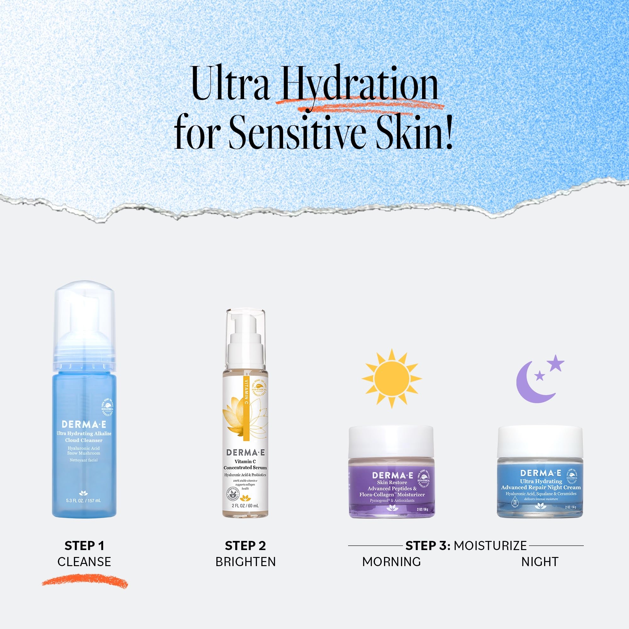 Derma E Ultra Hydrating Alkaline Cloud Cleanser, 6 Oz