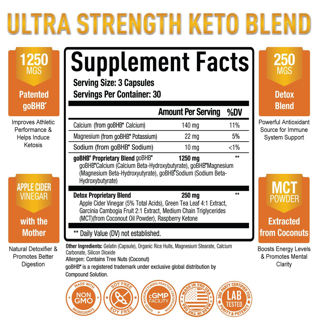 Purely Optimal Keto BHB & Apple Cider Vinegar Capsules - Exogenous Ketones Supplement with The Mother for Ketosis Support, Healthy Lifestyle & Overall Well-Being - 90 Capsules