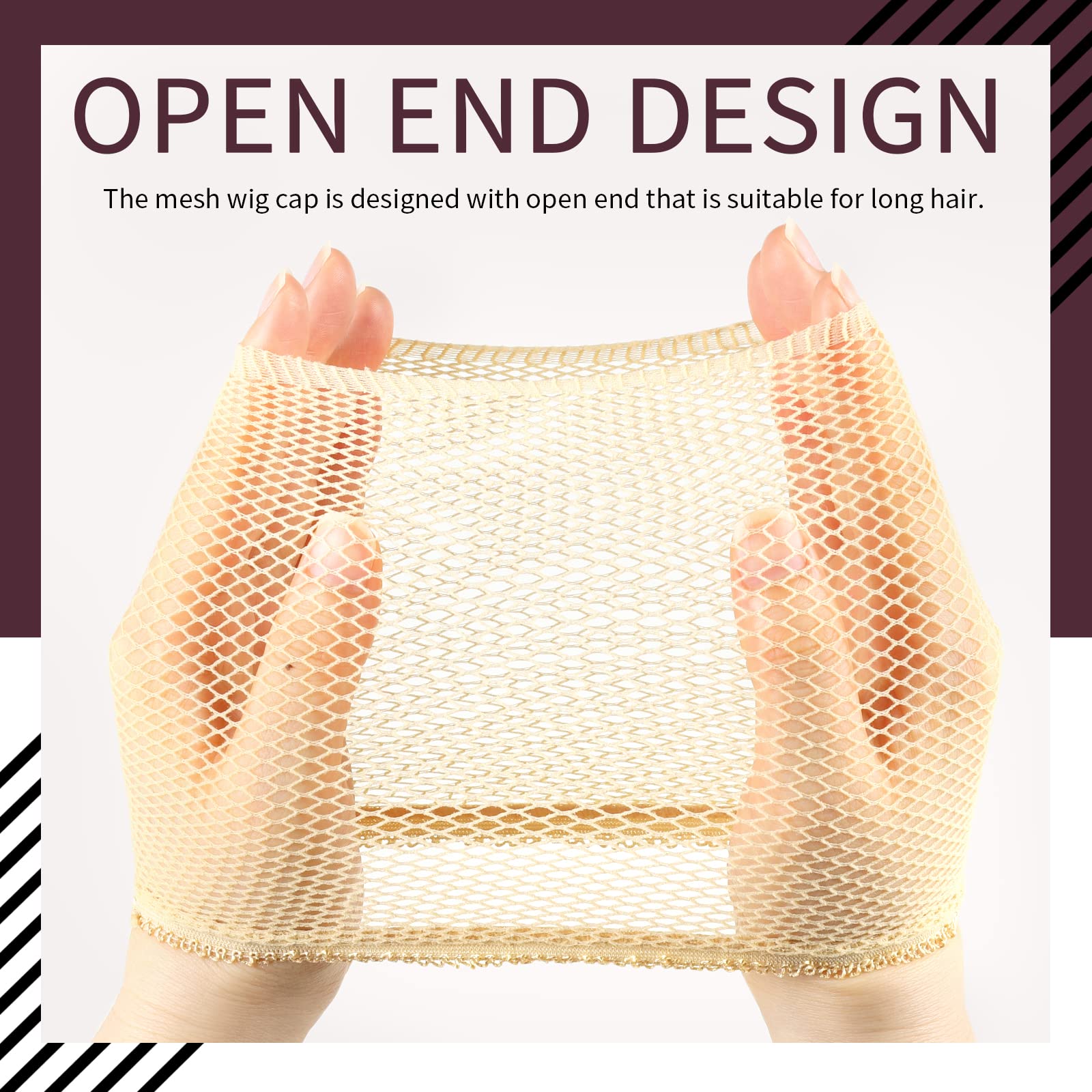 FANDAMEI Wig Caps Net, 4PCS Wig Caps Mesh Net Open End, Light Brown Wig Cap for women, Nylon Mesh Wig Caps Net, Strength Wig Cap Light Brown