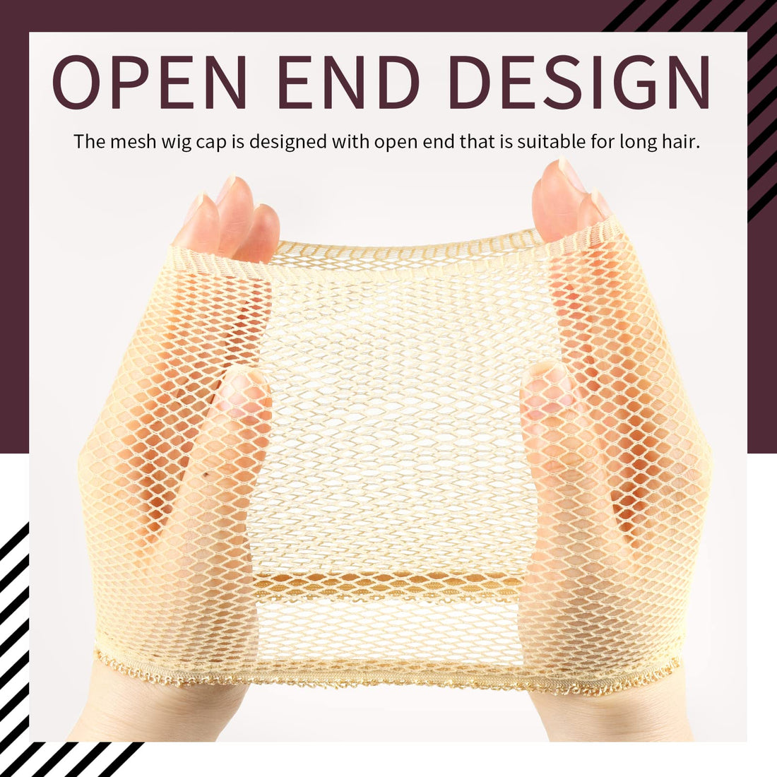 FANDAMEI Wig Caps Net, 4PCS Wig Caps Mesh Net Open End, Light Brown Wig Cap for women, Nylon Mesh Wig Caps Net, Strength Wig Cap Light Brown