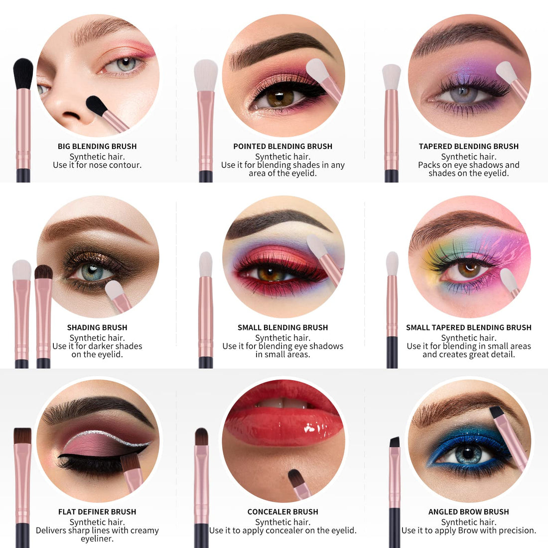 Docolor Eye Brushes Set Professional Eye Makeup Brushes Set Eyeshadow Concealer Blending Brush Tool