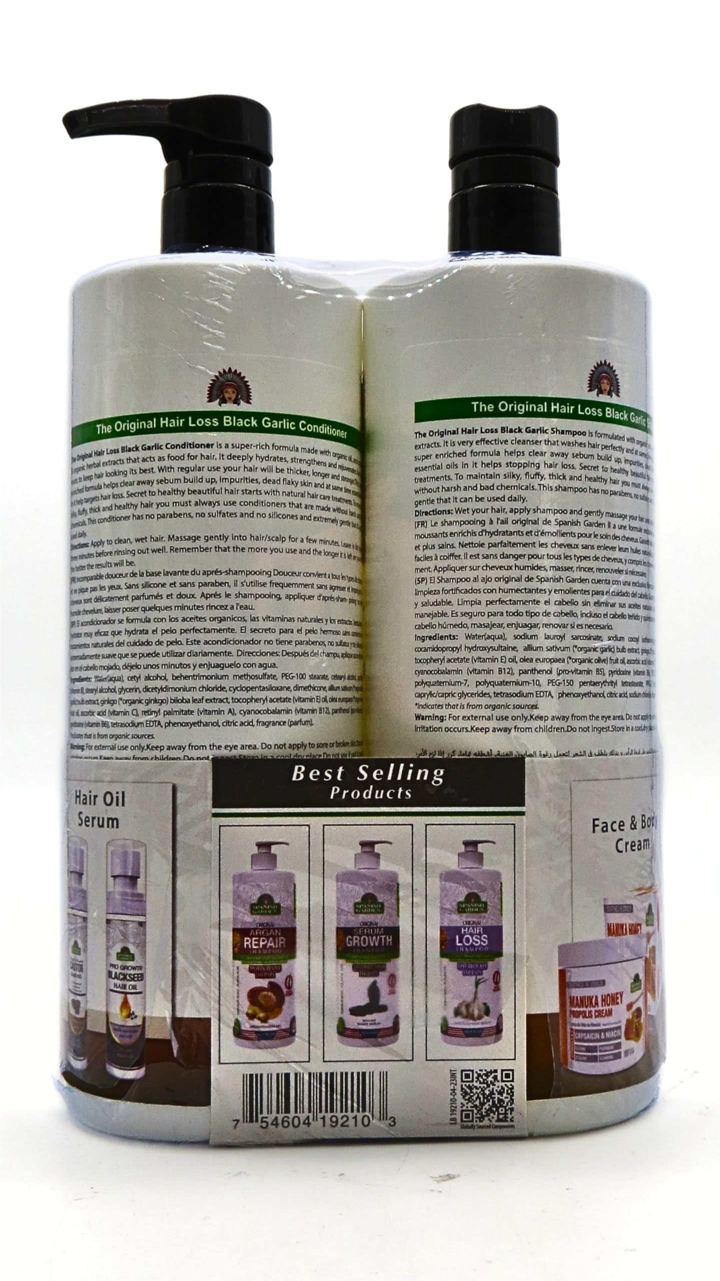 Spanish Garden | Hair Loss Black Garlic Shampoo & Conditioner Set, 2 Pound (Pack of 1), White