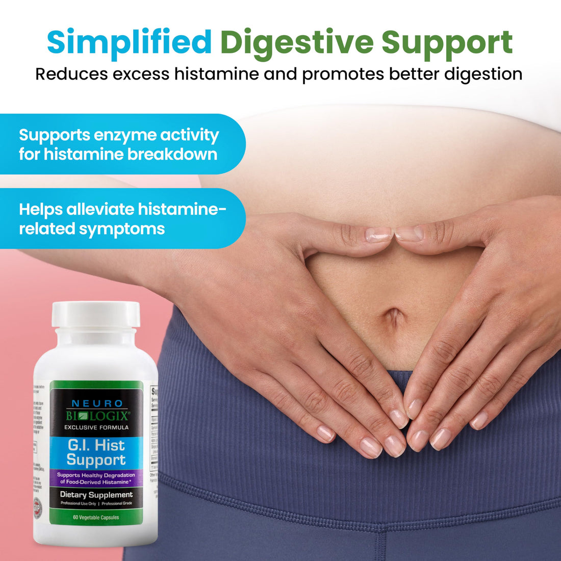 GI Hist Support - Histamine Blocker with Vitamin C, Quercetin, Bromelain & More – Immune Support Supplement to Help Promote Histamine Breakdown & Digestive Comfort - Helps Ease Meal-Related Discomfort