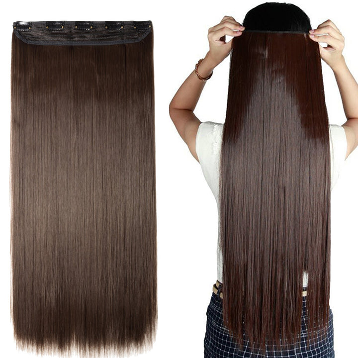 S-noilite Trendy Medium Brown 30 Straight Curly 3/4 Full Head One Piece 5clips Clip in Hair Extensions Long Poplar Style for Xmas Gifts