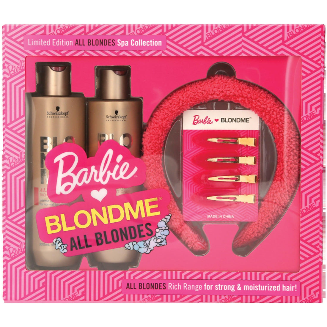 BlondMe® x BARBIE™ Home Spa Collection – All Blondes Kit - Nourishing and Hydrating Treatment for Shiny Hair – Moisturizing Shampoo for Normal to Coarse Color Treated and Natural Blonde Hair