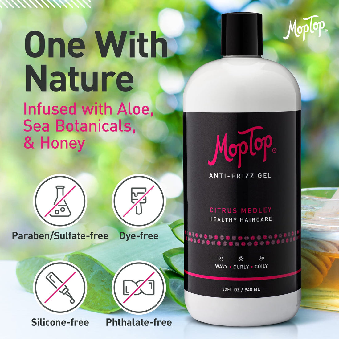 MopTop Anti-Frizz Medium Hold Gel 32oz -