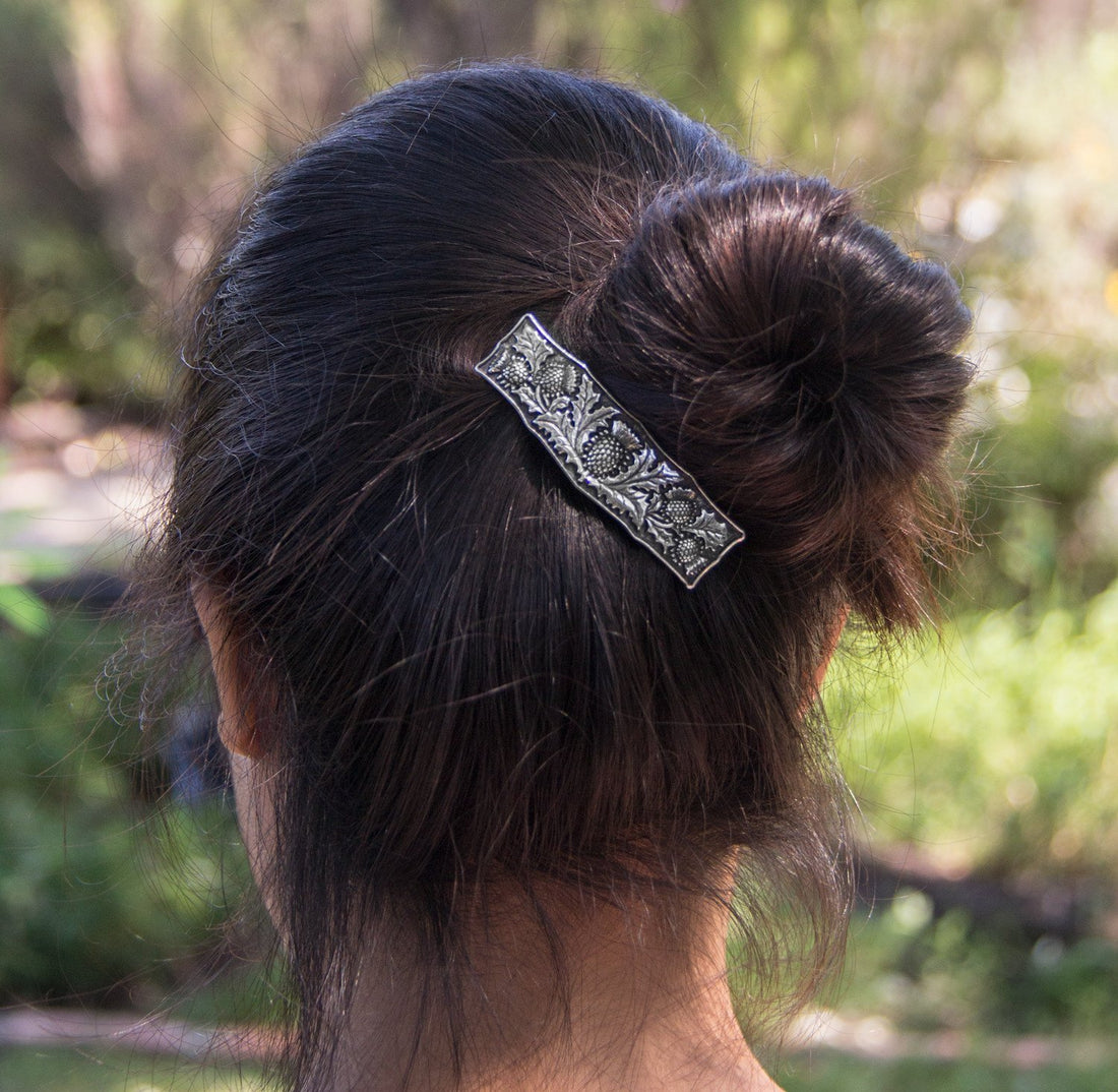 Hair Clip | Barrette | Thistle | Handmade in the USA by Oberon Design