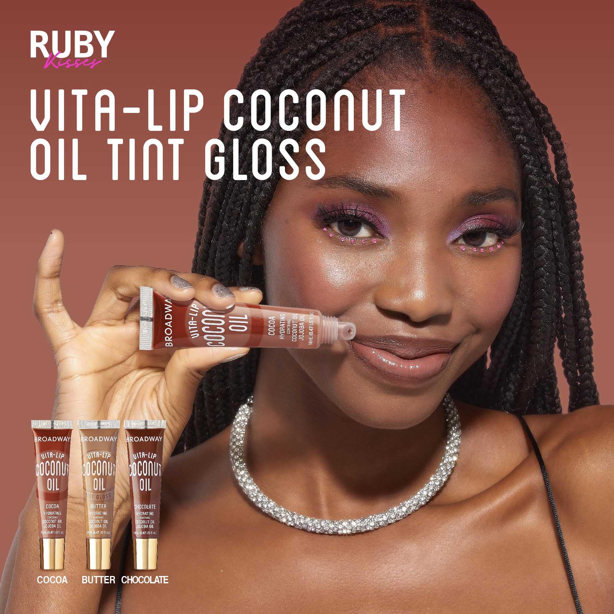 Ruby Kisses Broadway Vita-Lip Tinted Lip Gloss (6 Pack) Ultra-Hydrating & Soothing Formula with Vitamins, High-Shine Non-Sticky Lip Balm with Rosehip, Coconut, Jojoba Oil in 3 Pink & 3 Brown Shades
