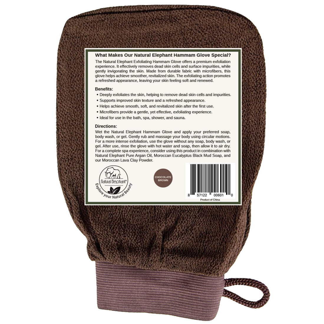 Natural Elephant Exfoliating Hammam Glove - Face and Body Exfoliator Mitt (Chocolate Brown (Pack of 5))