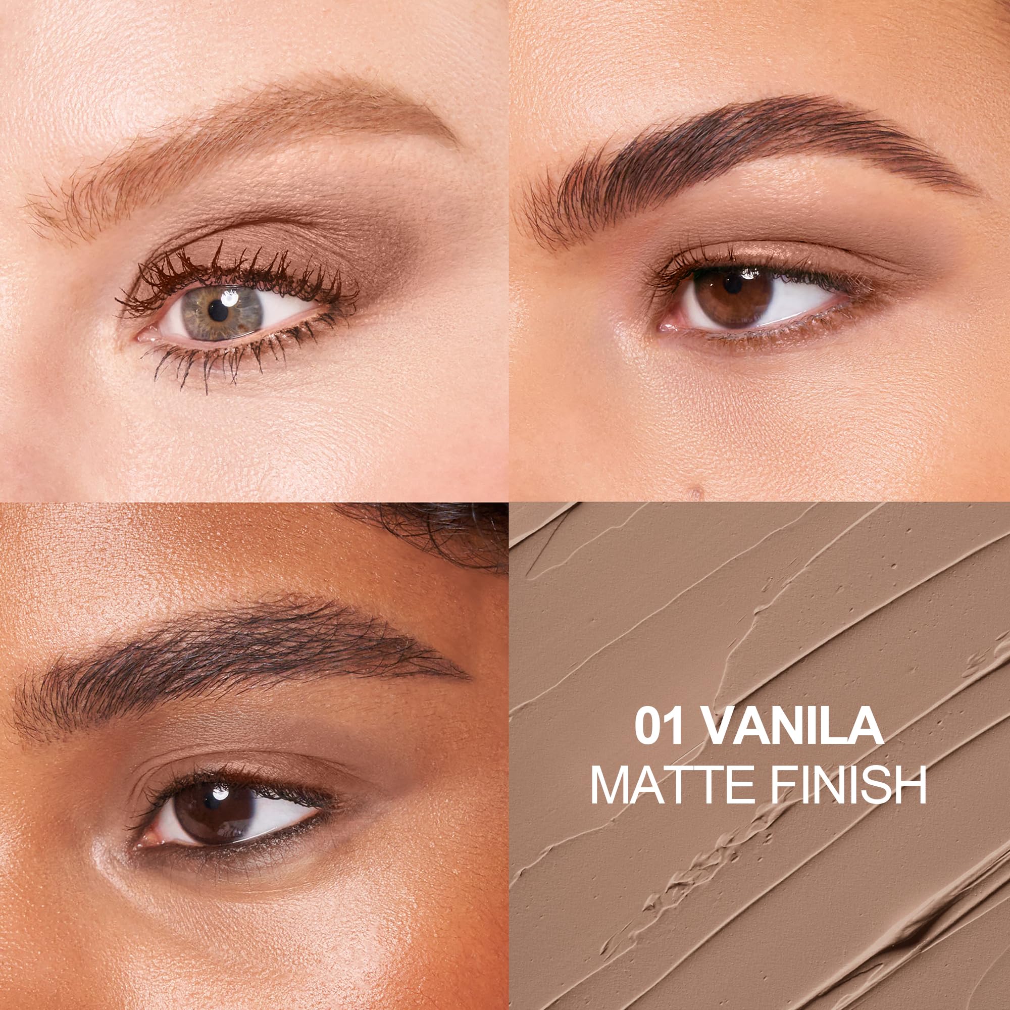 FV Long Lasting Cream Eyeshadow Stick, Waterproof & High Pigmented Eye Shadow Sticks Duo with Blending Sponge, Crease-Proof & Natural Finish Eyeshadow Pencil, Vanila Matte