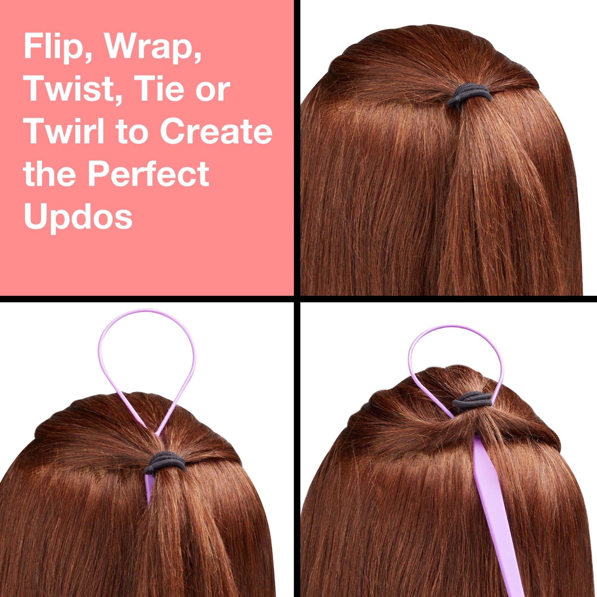 Conair Topsy Tail Hair Tool - Ponytail Hair Loop Styling Tool - Includes Hair Ties Hair Styling Kit Included - 5-Piece Set