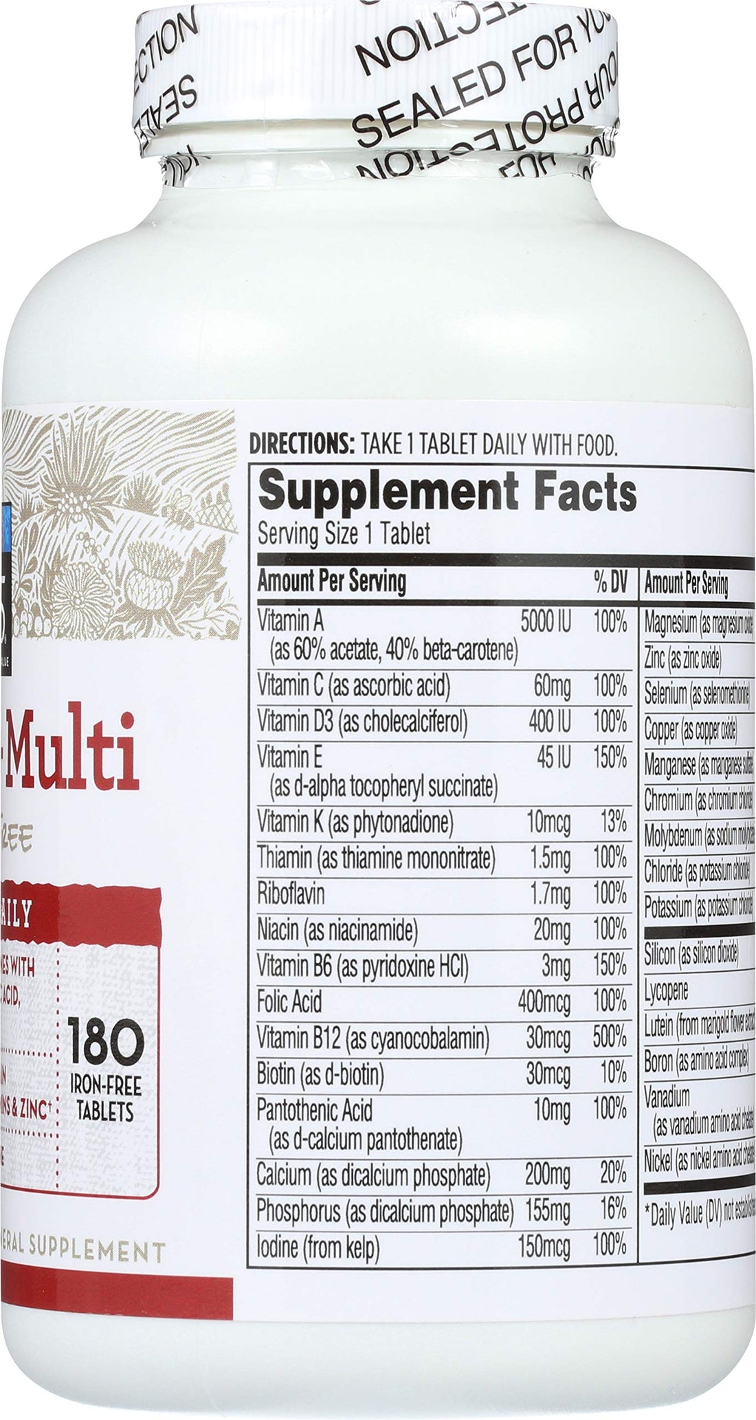 365 Everyday Value, Age 50+ Multi Iron-Free, 180 ct