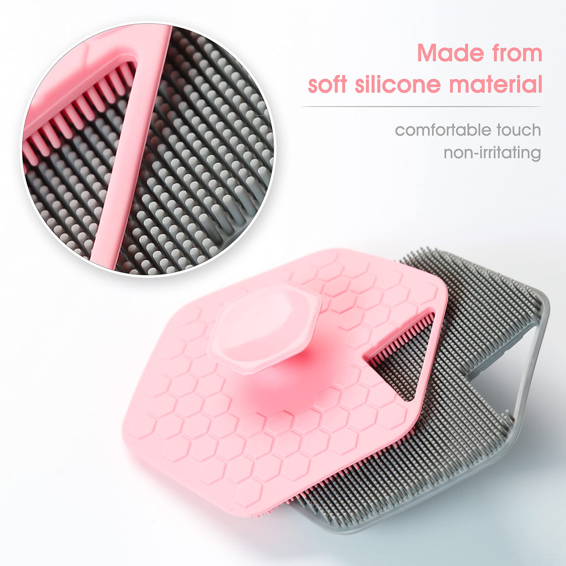 Delicate and Soft Silicone Shower Brush Set, for deep Cleansing and Exfoliation Without harming The Skin. Comes with a Shower Ball for a More Comfortable Bathing Experience!