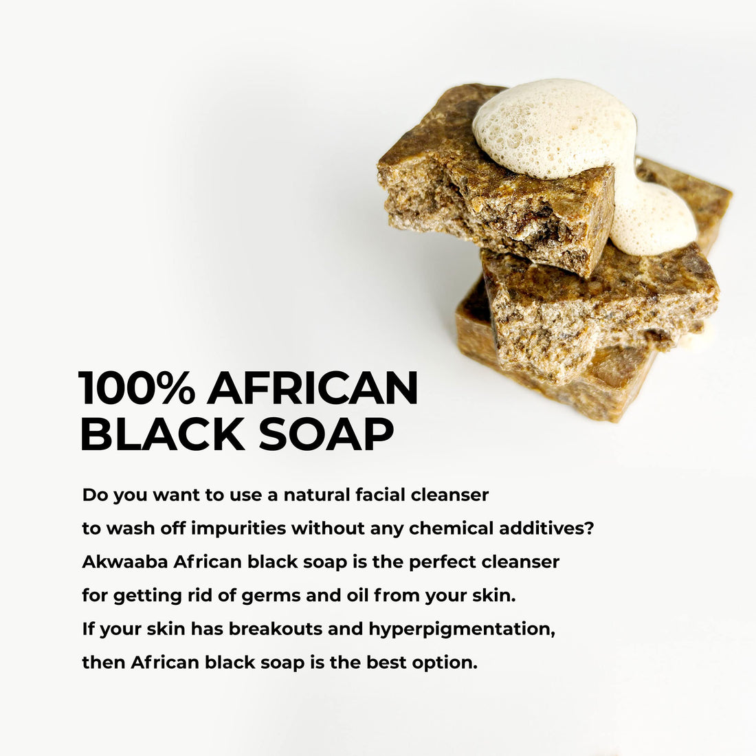 AKWAABA 100% African Black Soap(Fragrance-free) 4oz - For Body and Face | Moisturize and nourish your skin | Safe for all skin types