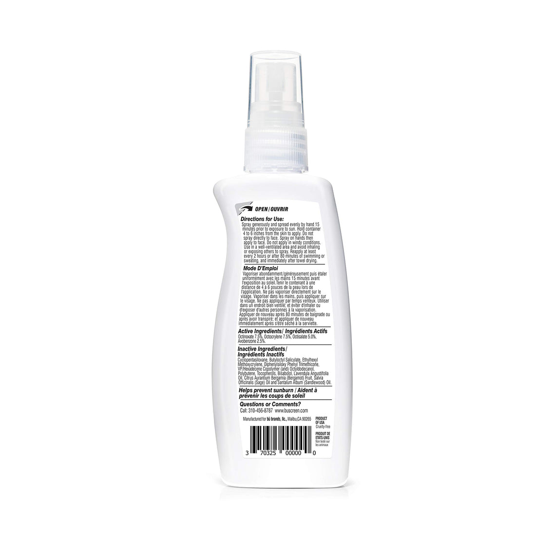 Bu SPF 30 Ultrafine WOWmist Sunscreen Spray - Clear, Non Greasy, Non Toxic, Non Comedogenic. Sweat & Water-Resistant. Travel, Sport, Sensitive Skin (White Sage, 3.3 oz)