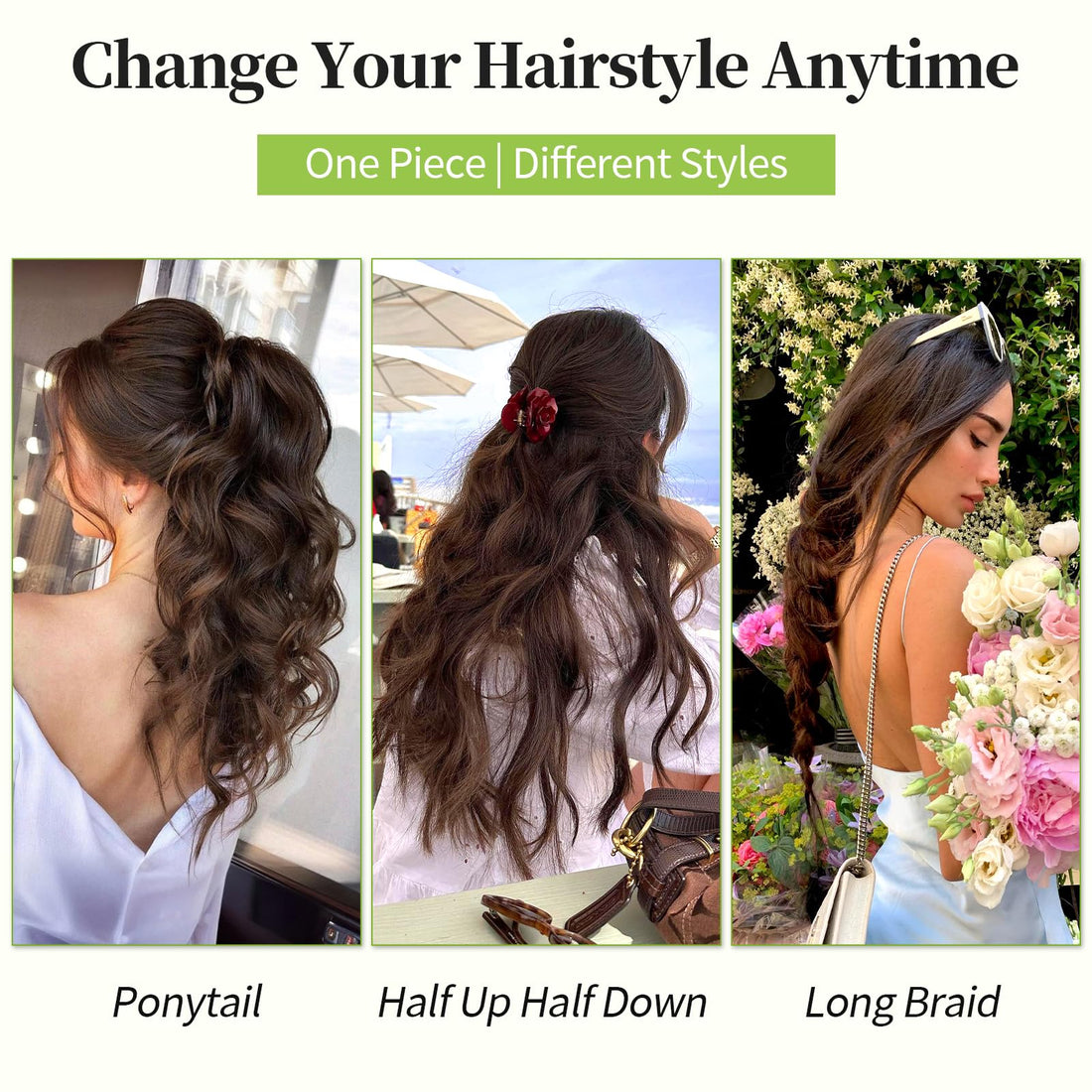 KooKaStyle Invisible Wire Hair Extensions with Transparent Wire Adjustable Size 4 Secure Clips Long Wavy Secret Synthetic Hairpiece 20 Inch 120g Rich Dark Brown with Warm Tones for Women