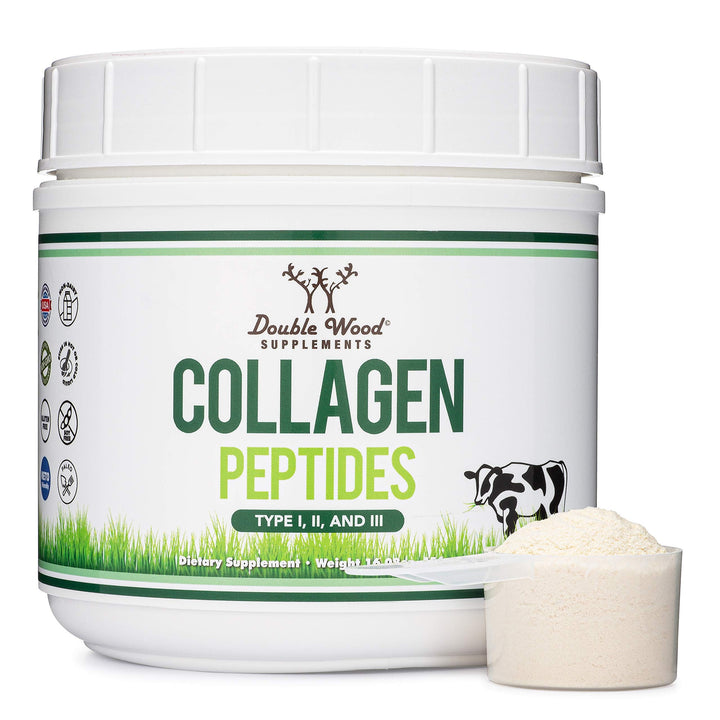 Collagen Peptides Powder - Hydrolyzed Collagen, Keto Safe - 16.08oz - Multi Type 1, 2, and 3 (Grass Fed Bovine Source)(Colageno Hidrolizado) Collagen Supplements for Women and Men by Double Wood