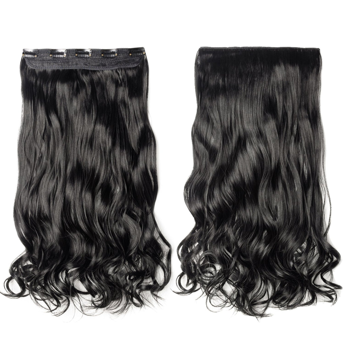 S-noilite Trendy 24/26 Straight Curly 3/4 Full Head One Piece 5clips Clip in Hair Extensions Long Poplar Style for Xmas Gifts (24 - Curly, dark black)