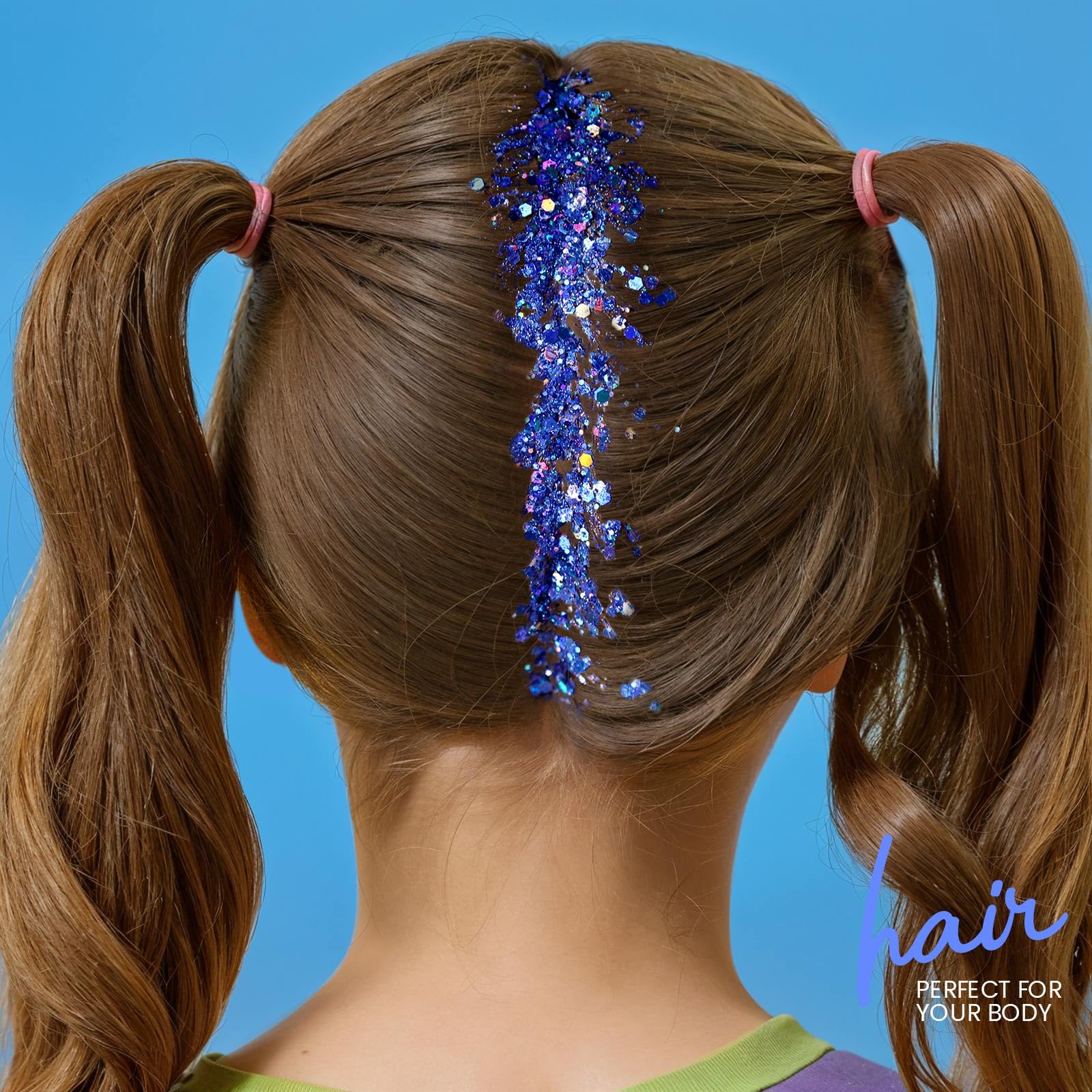 Teenitor Blue Body Glitter, Face Glitters, Body Glitter Gel, Hair Glitter Gel, 80g/2.8oz Holographic Blue Glitter Makeup for Face Body Hair