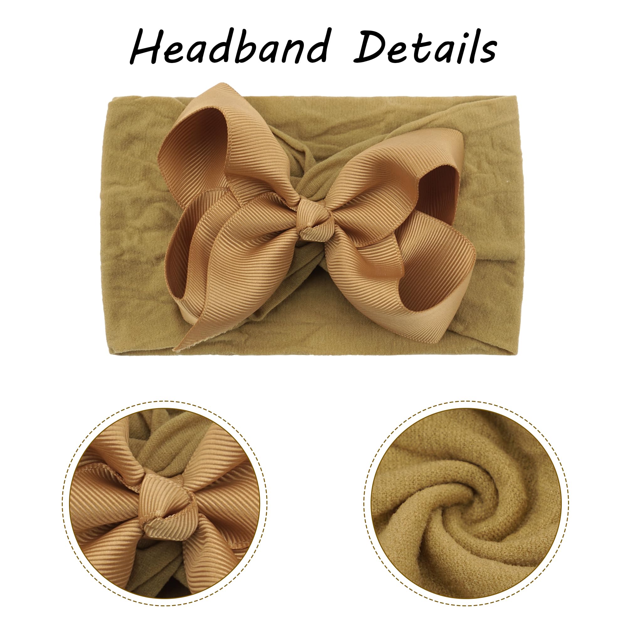 CÉLLOT 20 Colors Baby Girl Headbands with 4.5 Inches Hair Bows Nylon Turban Head Wraps Headbands for Newborn Infants and Toddlers