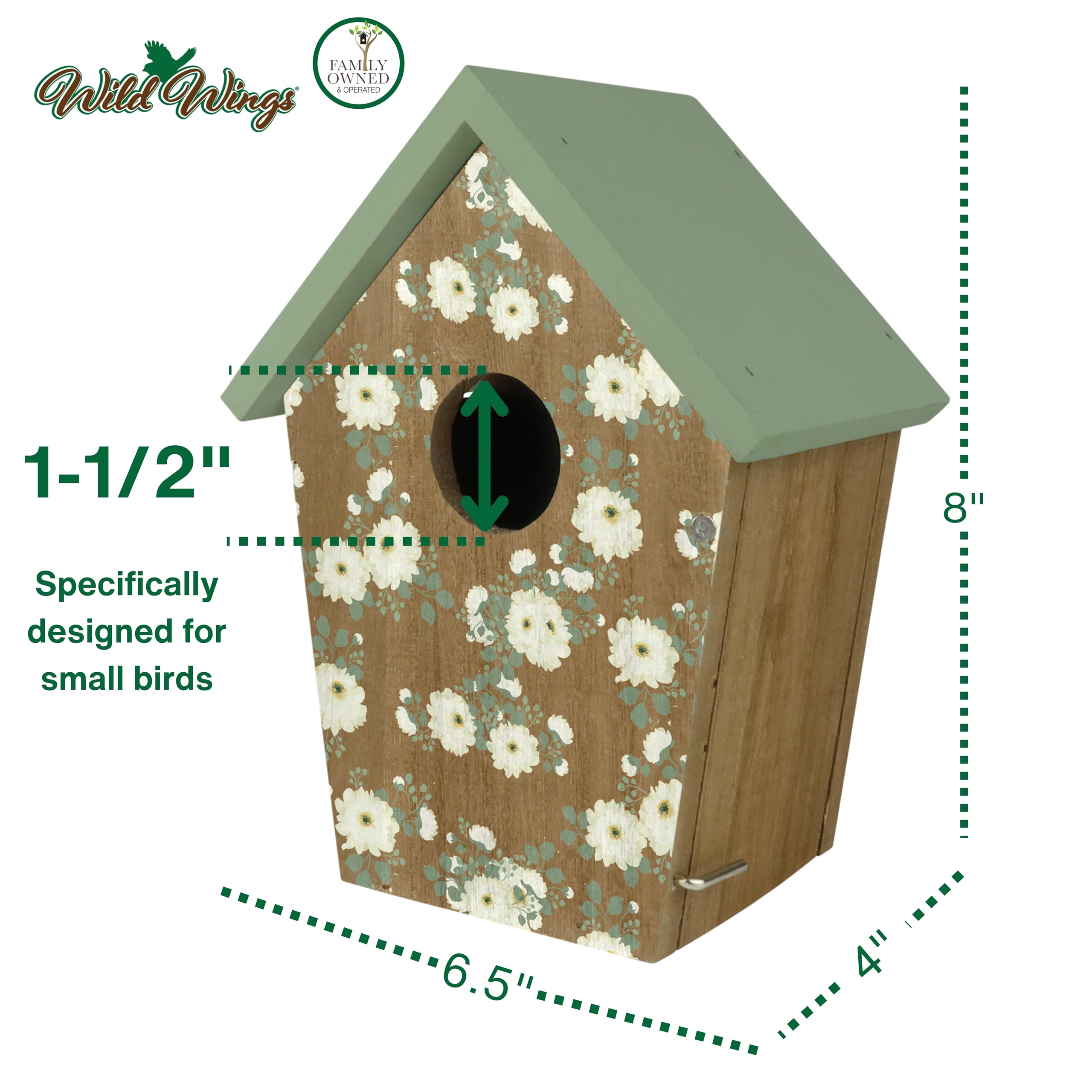 Wild Wings Decorative Bluebird House Verdant Petals, Green