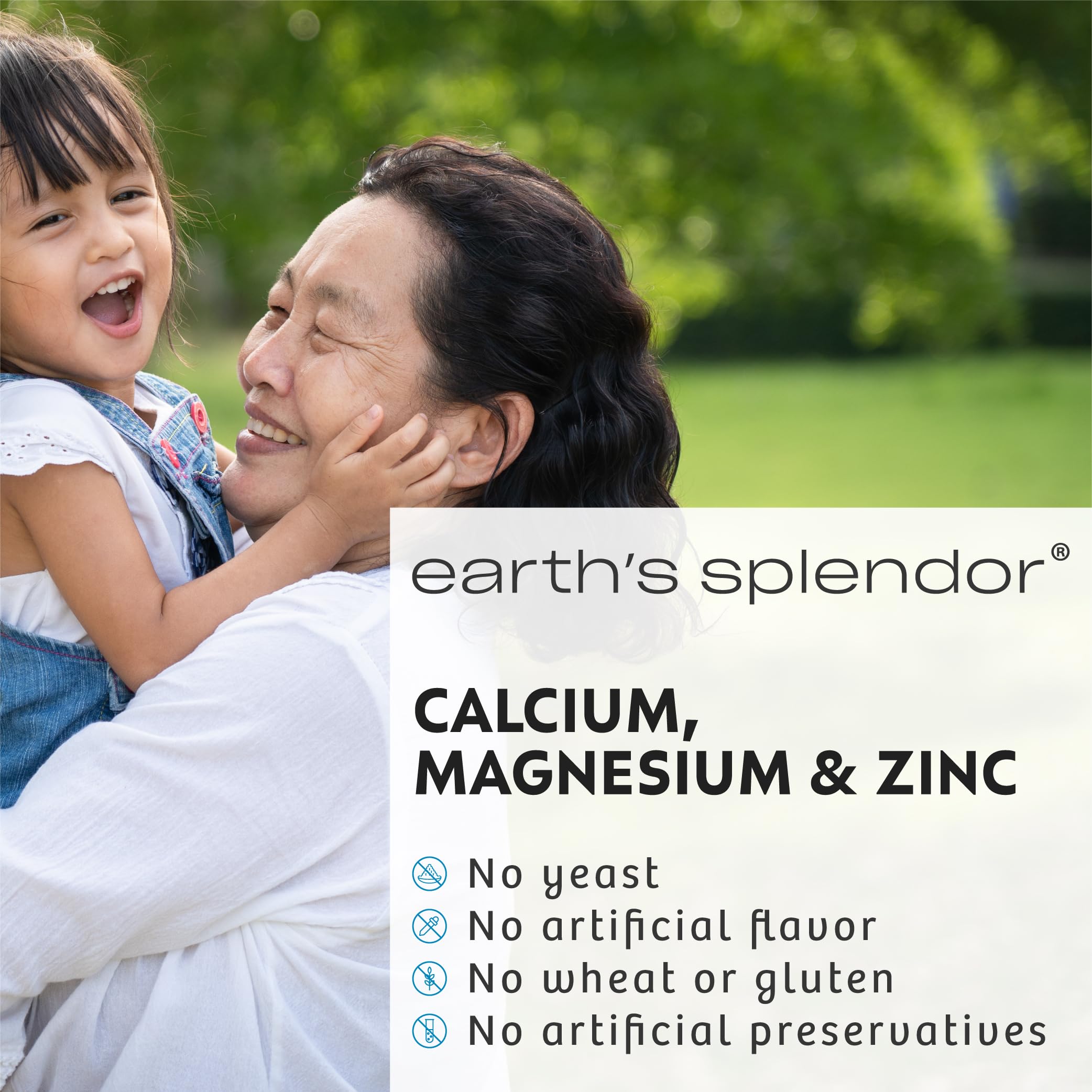 Earth's Splendor 1000 mg Calcium, 400 mg Magnesium, and 15 mg Zinc, Heart and Immune System Health, Bone and Muscle Support Dietary Supplement, 100 Tablets 1 + Month Supply