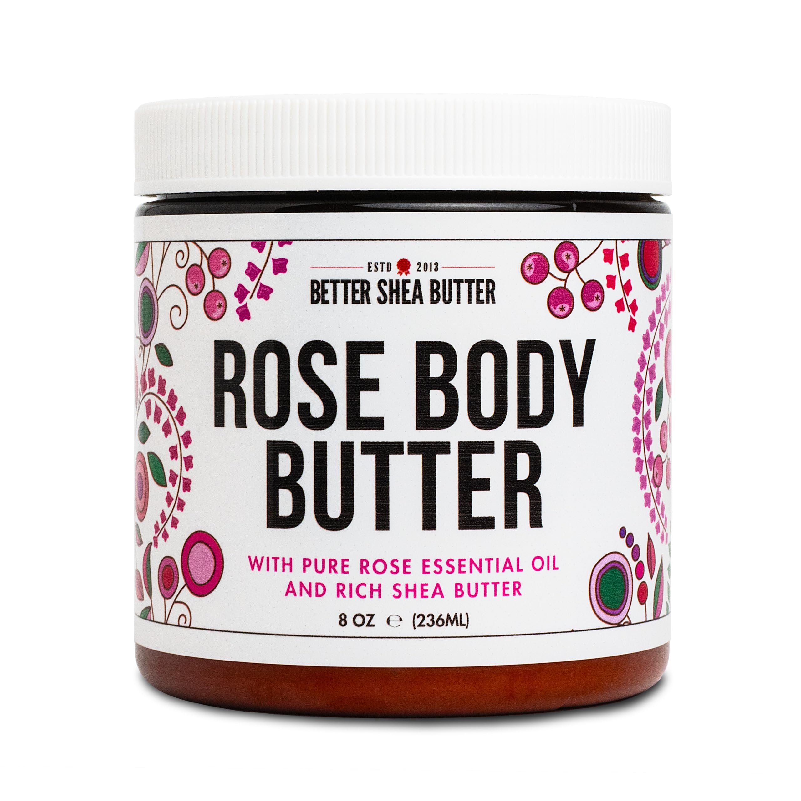 Rose Body Butter for Dry Skin with Whipped Shea Butter and Pure Essential Oil | Ultra Hydrating Rose Lotion for Women | All Natural Moisturizer with No Synthetic Fragrances