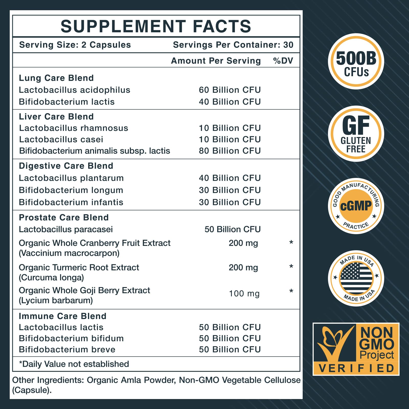 Probiotics for Men, 500 Billion CFUs & 12 Strains, Men's Probiotic with Turmeric, Cranberry, Goji, Pro Biotics Mens for Overall Digestive, Immune Health, Stomach, Gut & Bloating, 30-Days Supply