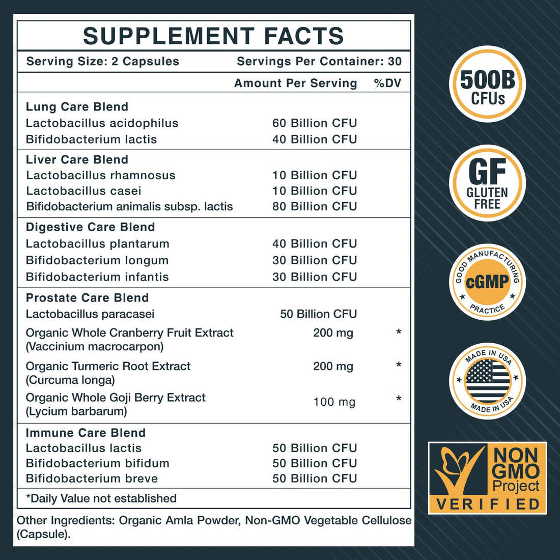 Probiotics for Men, 500 Billion CFUs & 12 Strains, Men's Probiotic with Turmeric, Cranberry, Goji, Pro Biotics Mens for Overall Digestive, Immune Health, Stomach, Gut & Bloating, 30-Days Supply