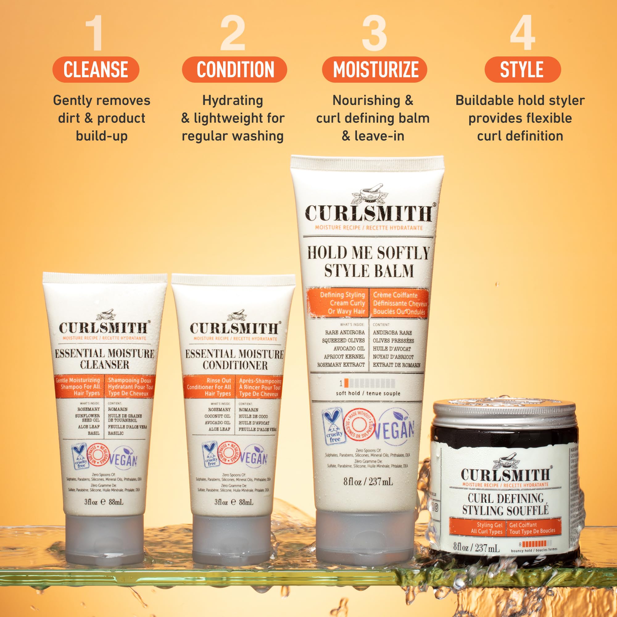 Curlsmith - Curly Wash Day Discovery Kit | Complete Wash Day Kit, Perfect for People with Type 3 Curls | Cleanse, Control Frizz, Nourish & Hydrate Hair for Bouncy Curls