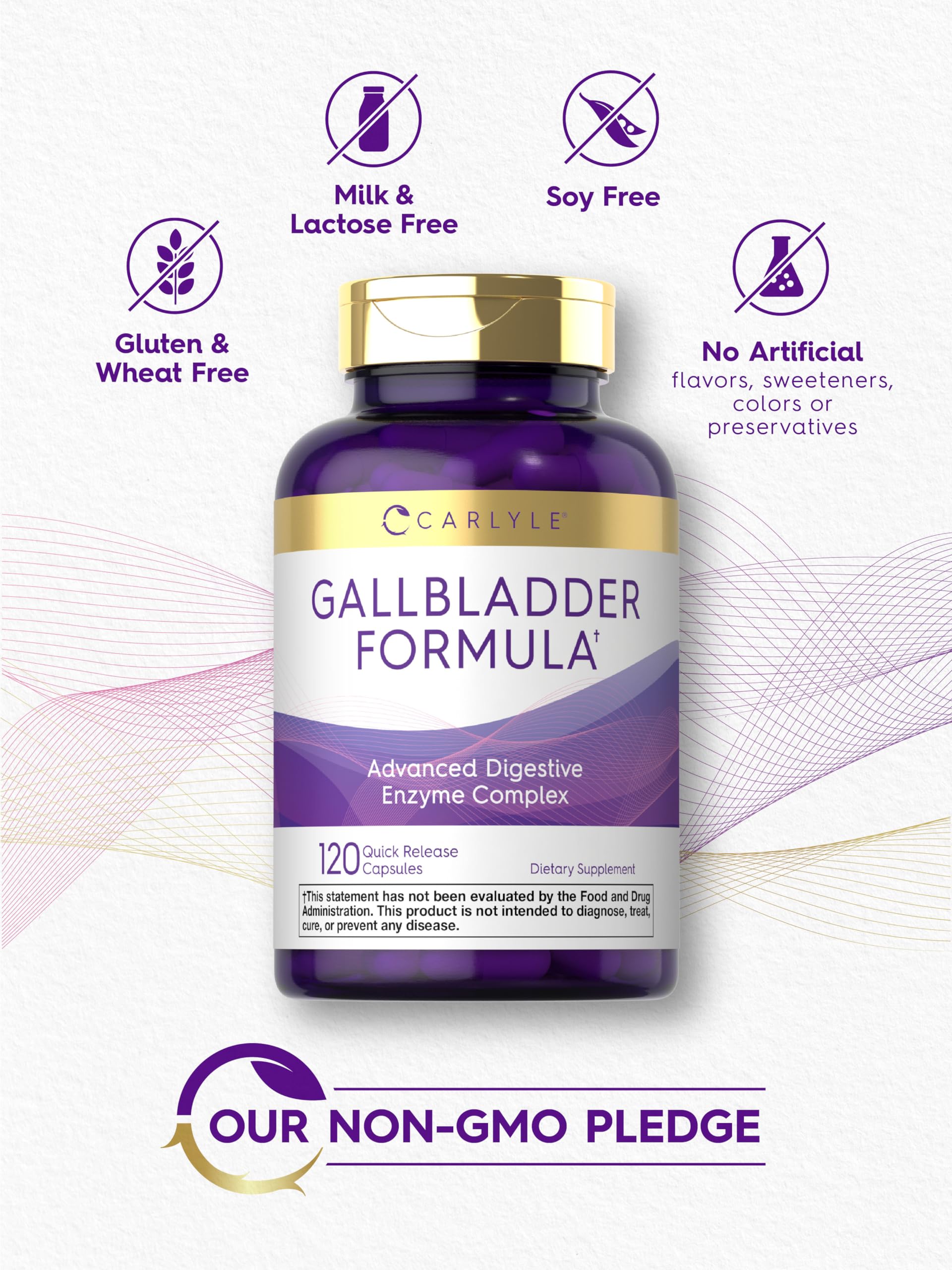 Carlyle Gallbladder Supplement | 120 Quick Release Capsules | Complete Digestive Enzyme Complex | Non-GMO & Gluten Free Formula