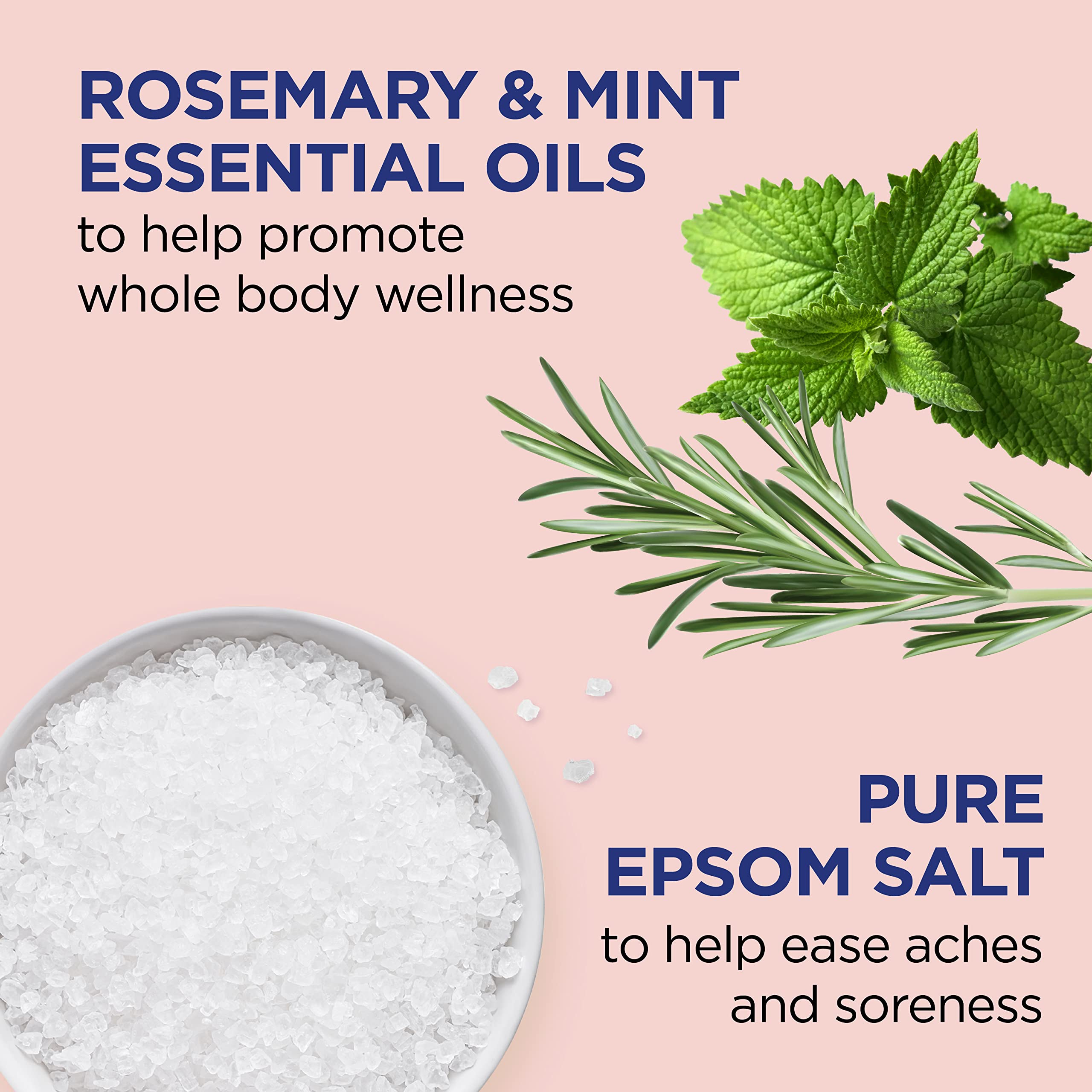 Dr Teal's Epsom Salt Magnesium Soak, Wellness Therapy with Rosemary & Mint, 3 lbs (Pack of 4)
