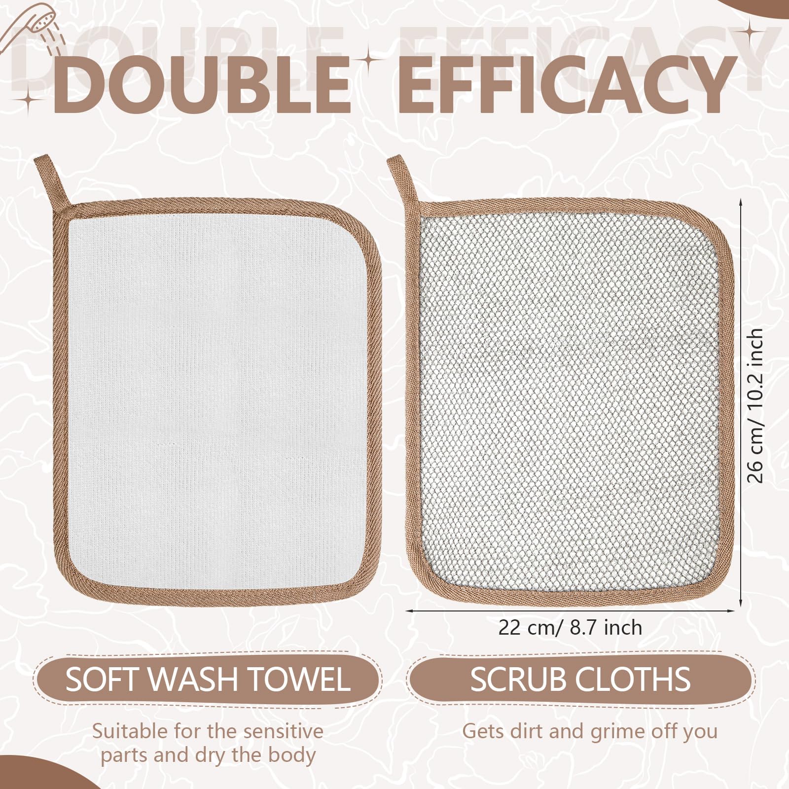 Tudomro 10 Pcs Exfoliating Washcloths Double Sided Man Wash Cloths Body Face Exfoliating Scrub Cloths for Shower Men Women(10.2 x 8.7 Inch,Gray)