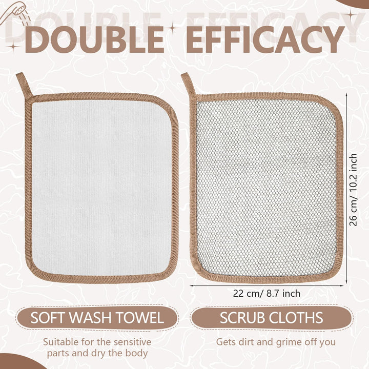 Tudomro 10 Pcs Exfoliating Washcloths Double Sided Man Wash Cloths Body Face Exfoliating Scrub Cloths for Shower Men Women(10.2 x 8.7 Inch,Gray)
