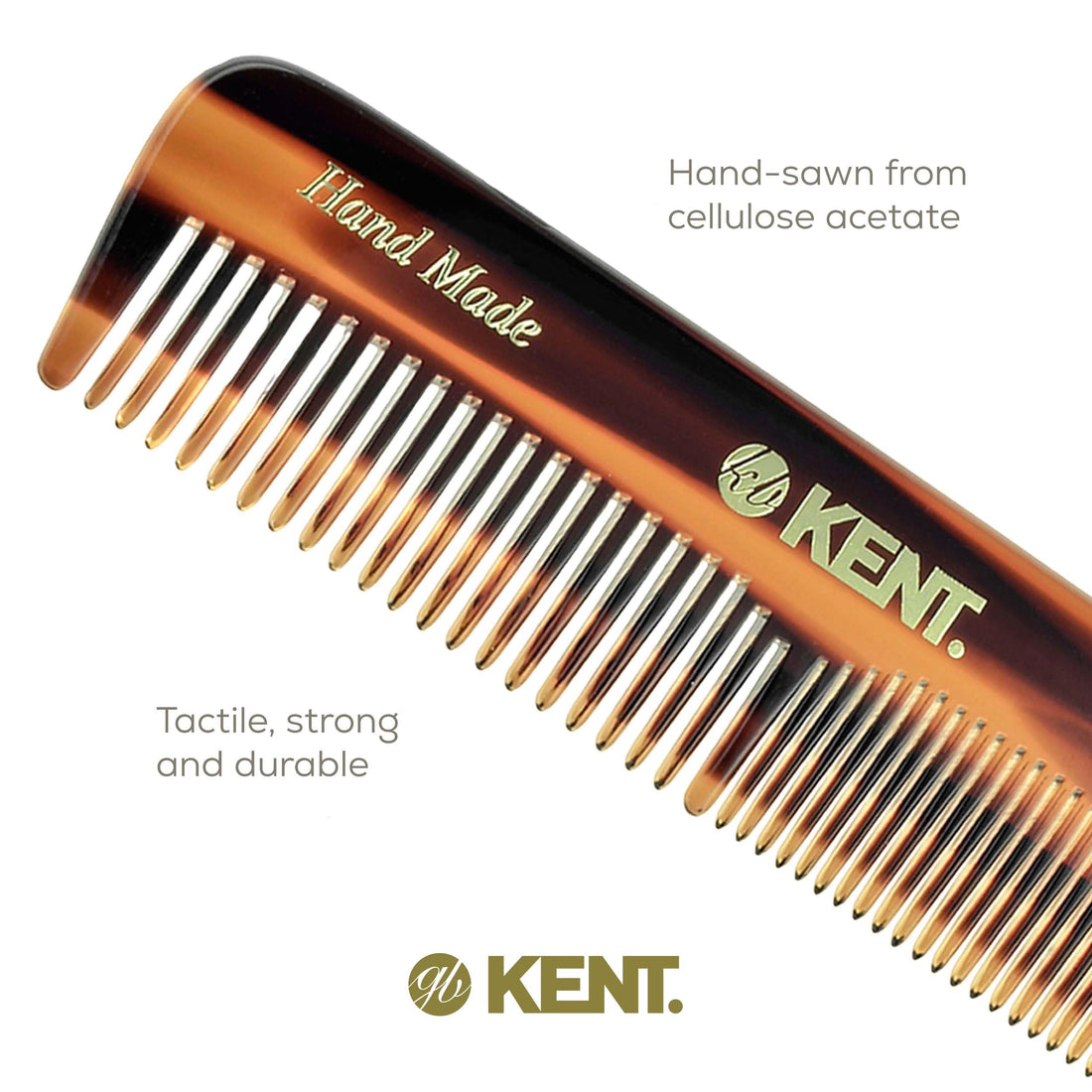 Kent AOT- Mens Coarse & Fine Toothed Small 113mm/4.45 Handmade Pocket Comb