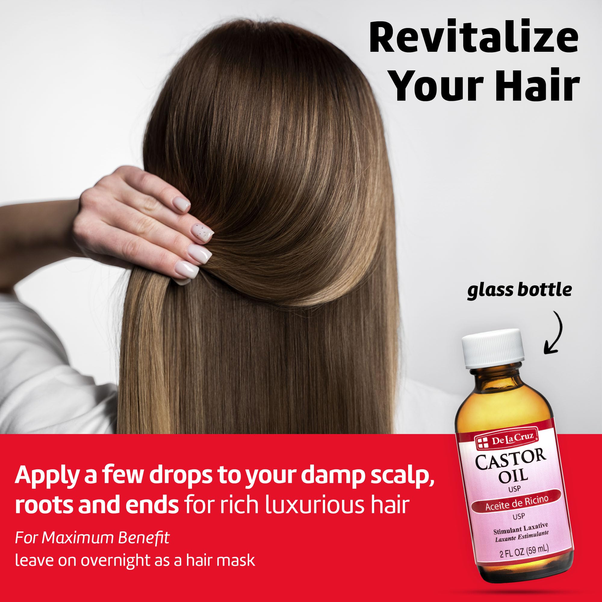 De La Cruz Pure Castor Oil, Expeller-Pressed, Non-GMO, USP Grade, Bottled in USA 2 FL OZ (1)