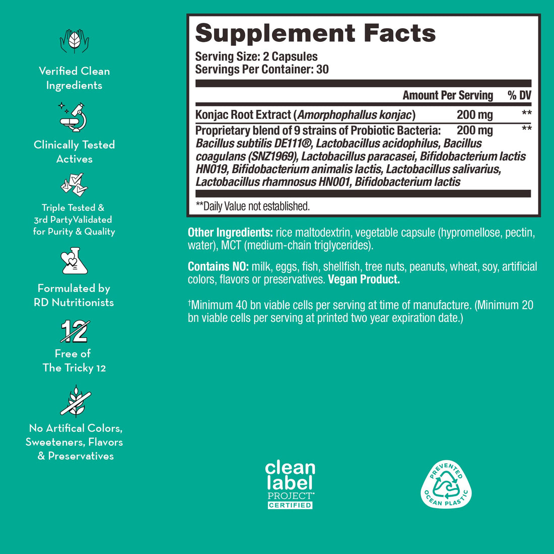 HUM Skin Squad - Probiotic Supplement for Clear Skin & Gut Health - Microbiome Probiotics for Problem Skin & Breakouts (60-Count)