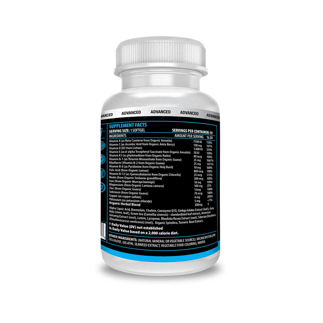 ACTIF Organic Multivitamin for Men Age 30+ with 30 Organic Vitamins and Organic Herbs, Non-GMO, Made in USA, 90 Count