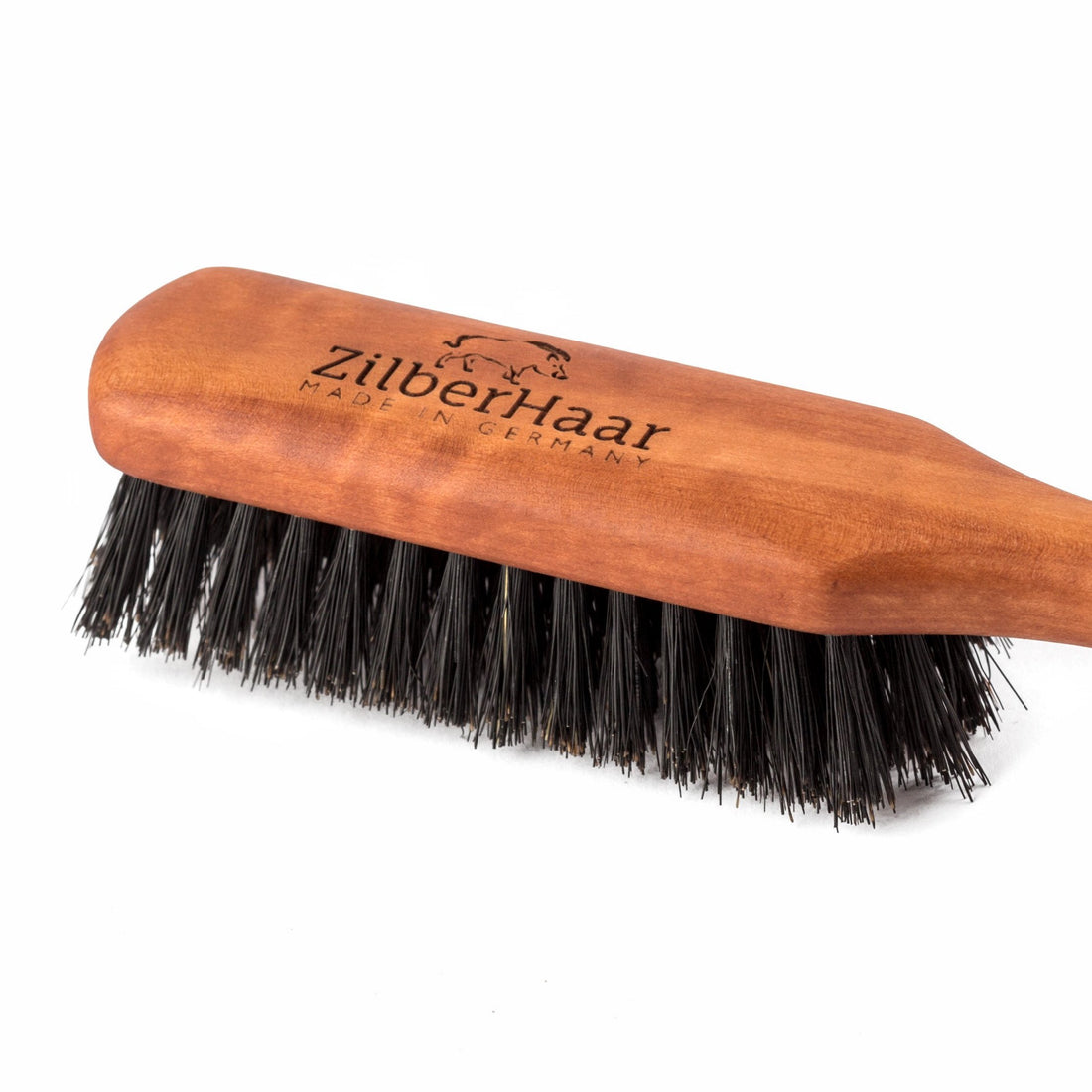 ZilberHaar Beard Brush (Soft Bristles) | 100% Boar Bristle & German Pearwood | Works With All Beard Balms & Oils | Made in Germany