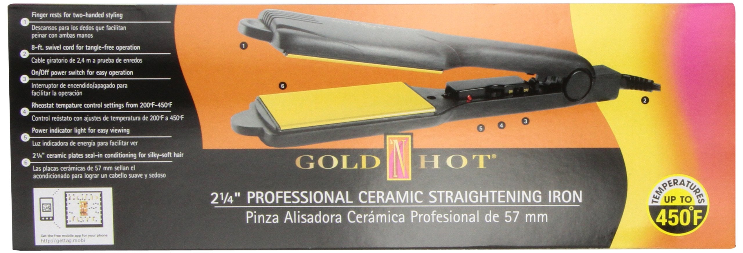 2-1/4 : Gold N Hot GH2145 2-1/4 Professional Ceramic Flat Iron