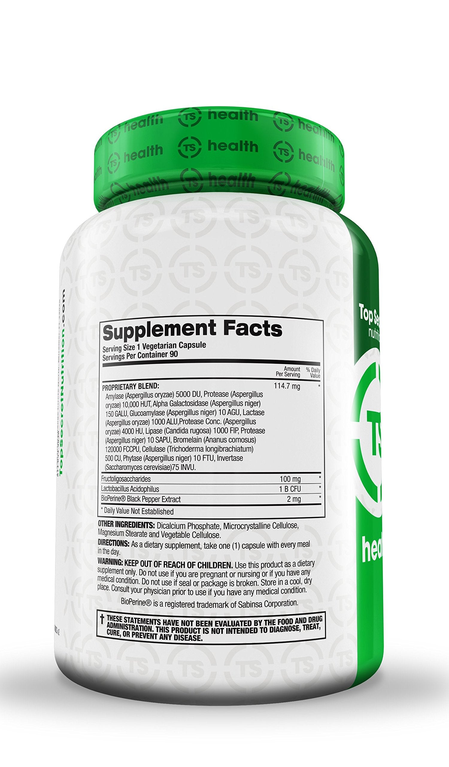 Top Secret Nutrition Digestive Enzymes Pre & Probiotics, 90 Count