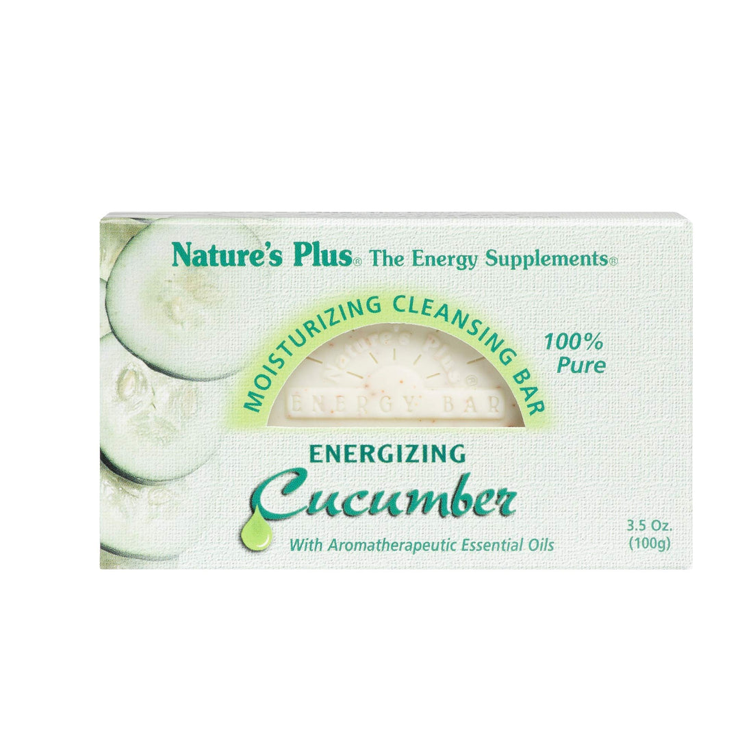 Natures Plus Cucumber Moisturizing Cleansing Bar - 3.5 Ounce - Gentle Cleansing, Emollient Rich - Aromatherapeutic Essential Oils - 100% Pure Ingredients & Plant Extracts - Vegan
