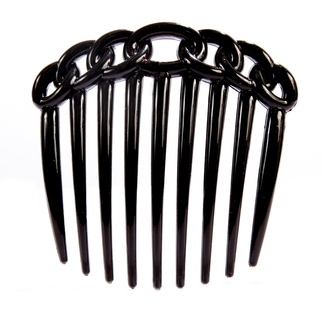 Caravan 9 Teeth Chain Like Design Black French Twist Comb, 0.5 Ounce